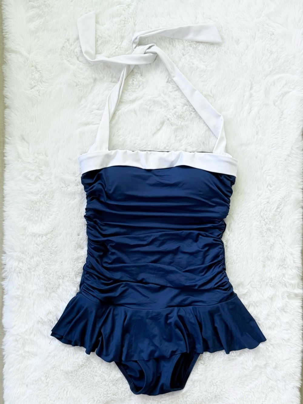 LAUREN RALPH LAUREN 8 Bel Air Skirted One Piece Swimsuit • Retro Halter - Picture 2 of 13
